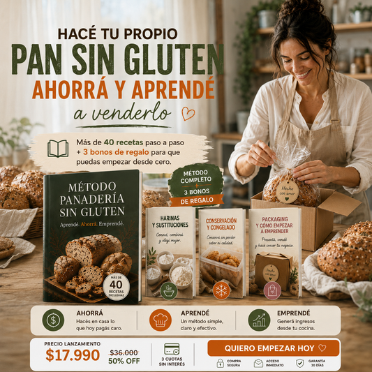 Cocina sin gluten + 3 Bonos: ahorrá, aprendé y vende desde casa
